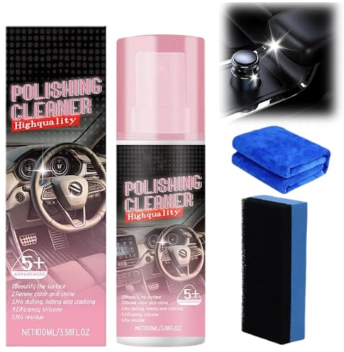 Nettoyant intérieur de voiture, 100 ml, nettoyant intérieur de voiture, spray nettoyant intérieur de voiture sans eau, nettoyant pour intérieur de voiture, caoutchouc, cuir, aérosol de 425,2 g