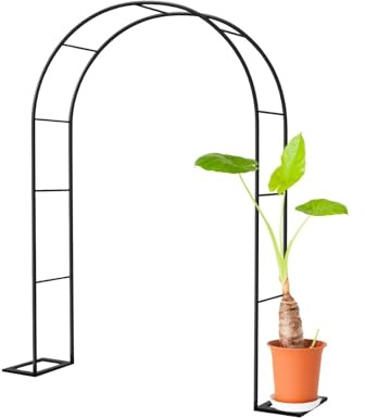 Arco de Jardín, Enrejado Pérgolas Soporte Pesado con Base, Rosal Trepador Parra Enredaderas Plantas, Resistente a la Intemperie Amplio, para Jardines Decoración Exterior Negro(300W x 220H cm)