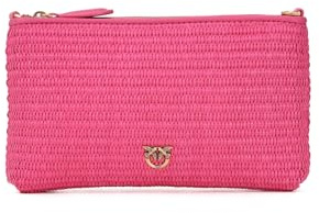 PINKO Bolso de mano fucsia de rafia sintética trenzada para mujer, fucsia, Talla única