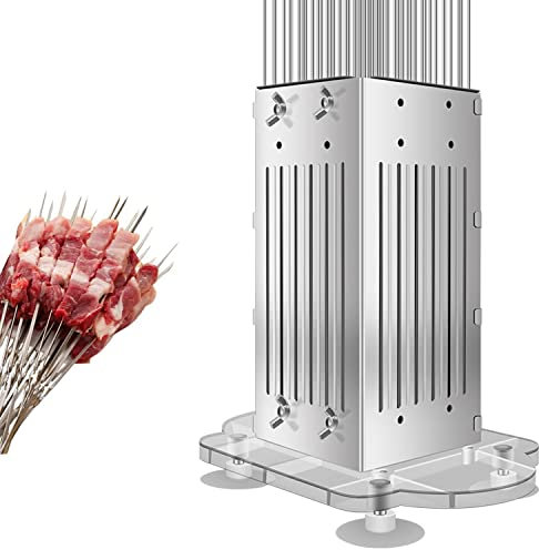 Machine à kebab 49 trous en acier inoxydable avec 100 bâtonnets – Outil de barbecue ultime pour brochettes de viande parfaitement formées Idéal pour griller et cuisiner en plein air
