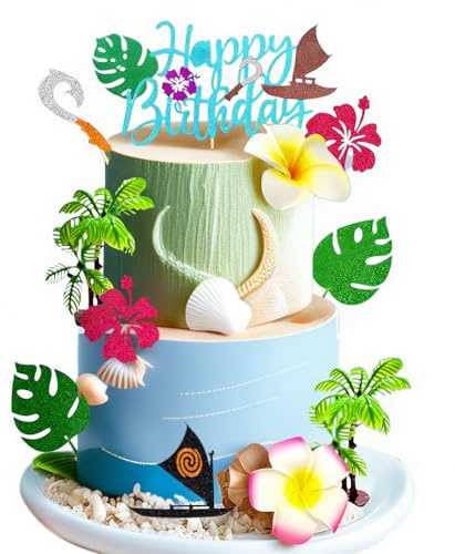 Moana tårtdekorationer Hawaii födelsedagstårta dekor moana cupcake topper för födelsedag baby dusch festtillbehör