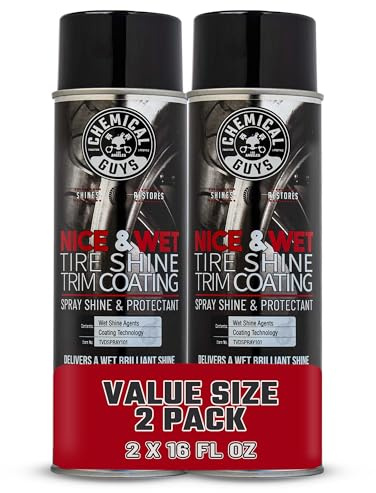 Chemical Guys Nice and Wet Tire Shine (Aerosol) (2 Pack) – High Gloss Tire Dressing Spray for Black Shine & Water-Based Protection