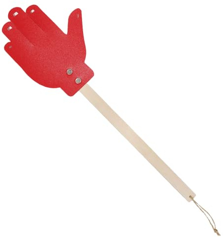 Matamoscas – matamoscas | matamoscas manual resistente | Herramienta larga de piel sintética con cordón | Mango de madera matamoscas para aula, exterior, uso doméstico, forma de palma