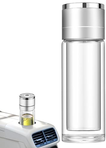 Générique Bouteille d'Eau en Verre - Gobelet en Verre Double Paroi avec Couvercle,Réutilisable Étanche Résistant à la Haute Température pour Voyage Randonnée Camping