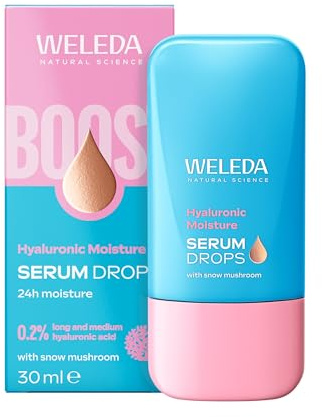 Weleda - Booster Drops Hidratante, Sérum Ligero, Aporta Hidratación Intensa Durante 24h, con Ácido Hialurónico y Hongo de las Nieves, 100% Natural, Textura Gel, Vegano - 30 ml