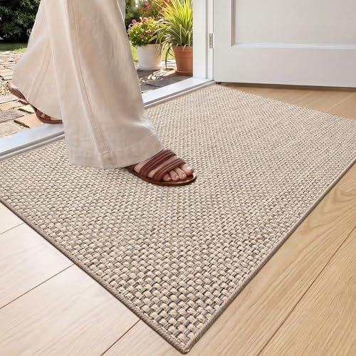 COLOR&GEOMETRY Schmutzfangmatte Innen 60x90cm, Beige, Fußmatte Innen | Rutschfeste Fußmatte, Eingangsteppich, mit Gummirücken, Dünn Türmatte, Türmatte für Eingang, Haustür, Rollen ohne Falten