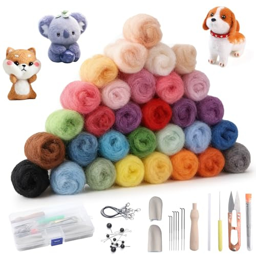 HAASIKI Filzwolle 40 Farben Set, 120g Märchenwolle aus Schafwolle | Nadelfilzen Set für Nassfilzen & Trockenfilzen , Filzset für Anfänger, Filzen Starterset mit Naturfasern
