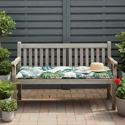 Ventouse Cojín para banco de jardín para exteriores, columpio de Hollywood: 120 x 50 x 8 cm, resistente al agua, con cojín antideslizante para sofá de jardín, para interior y exterior (Hawaiano, 120 x