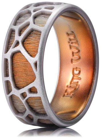 King Will Mens Silicone Wedding Ring 8mm, Black Silicone Band with Galaxy Inner, Dual-Layer Big X Pattern, Comfortable Flexible Ring for Daily Wear | 2.3mm Thick, Breathable Inner Grooves & Hydrophobic Design, Active Life