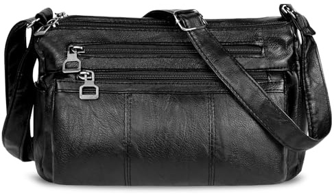 BSBUY Sacs Bandoulière Femme Sac à Main Sac BandoulièRe Croissant de Lune en Cuir PU avec Pouches, Sous Les Bras, Petit Moderne Sacoche pour les Rendez-Vous, les Voyages, les Courses(Noir)