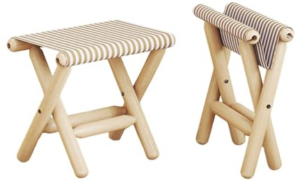 KYOFIS Sgabello pieghevole con struttura in legno, piccolo sgabello, sedile portatile salvaspazio for esterno, semplice poggiapiedi Mazar for la casa(Large)