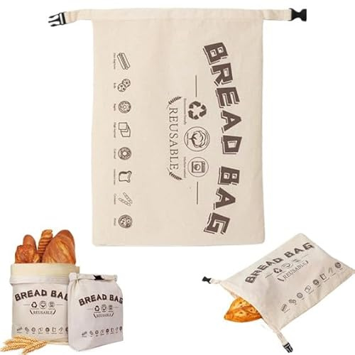 Reusable Bread Bags for Sourdough, Homemade Bread, Keep Freshness,43 x 32cm Cotton Food Storage Bags Airtight Freshness Keeper for Homemade, Bakery Essentials