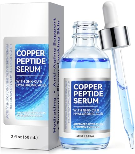 Copper peptidserum med hyaluronsyra – GHK-Cu Anti-Aging formel för att stödja hudens elasticitet och mildra fina linjer – GHK Cu Peptide ansiktsserum parfymfri – GHK-Cu Serum 60 ml