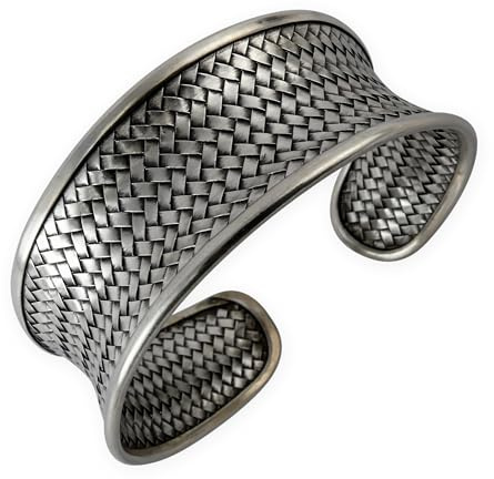 Fly Style Silber-Armreif - Damen-Armspange mit Flechtmuster - Poliert oder Oxidiert