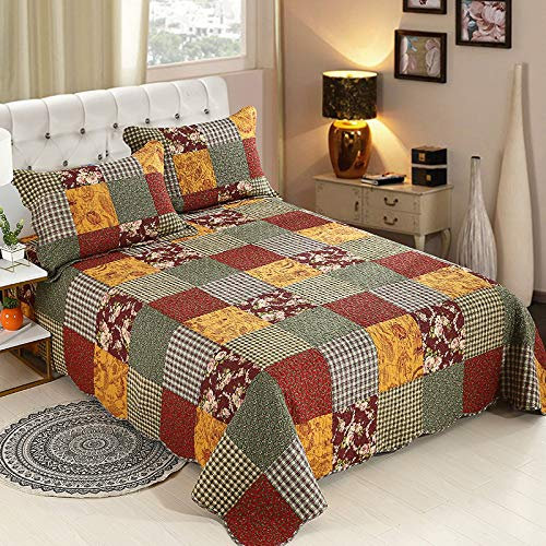 Dessus De Lit 2 Personnes Boutis Couvre Lit Matelassé De Luxe Coton Patchwork Couverture 3pcs Parures De Lit 2 Taies D'oreiller,230x250cm