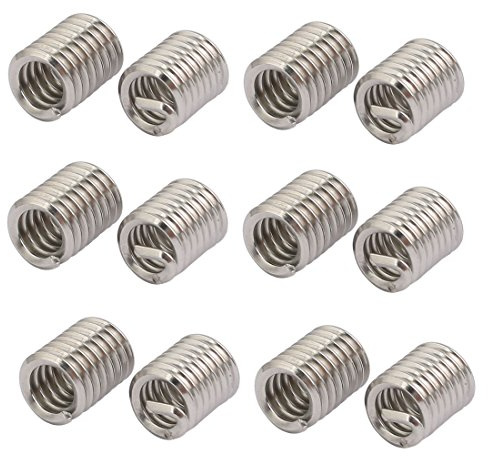 sourcing map Filet rapporté Insert Fileté Filetage Réparation 1/4 20x0,5 bobine hélicoïdale acier inox 304 12pc
