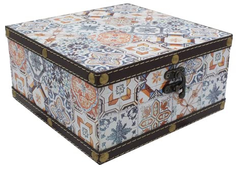 SAFE Cofre del tesoro de boda con diseño morisco | Baúl de madera, caja de regalo, caja de madera antigua, caja de madera | regalos de boda para novios | 18,5 x 18,5 x 8 cm