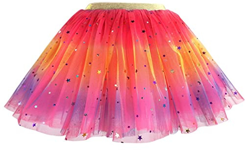 Girls Tutu Skirts Rainbow Toddler Tulle Fairy Ballet Skirt 4 Layers Princess Costume for Dance Show Birthday Party Daily Life Photography School Play Fairy Dress up Gift for Girls 3-8 Years (Pink)