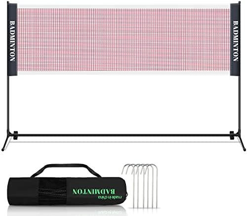 Jopassy Badmintonnetz, 410cm Badminton Netz, Volleyballnetz/Tennisnetz/Federballnetz, höhenverstellbar, Garten Badmintonnetz mit Tragetasche, Outdoor Ballnetz
