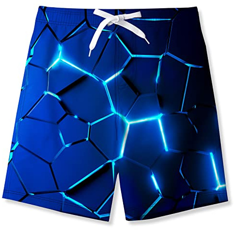 TUONROAD Badshorts för pojkar, simning, 3D, snabbtorkande, hawaiianska strandkläder, shorts med sidofickor, 5–16 år, 13-14 años