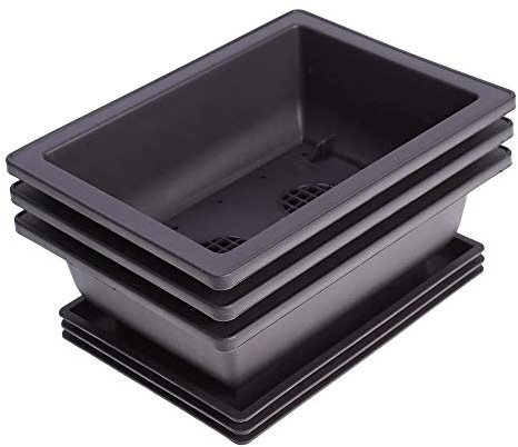 Rfeeuubft 6 Packungen Bonsai Trainings TöPfe mit Tablett Kunststoff Bonsai Pflanzen Zucht Topf für Garten Wohnzimmer 22.5X16.5Cm