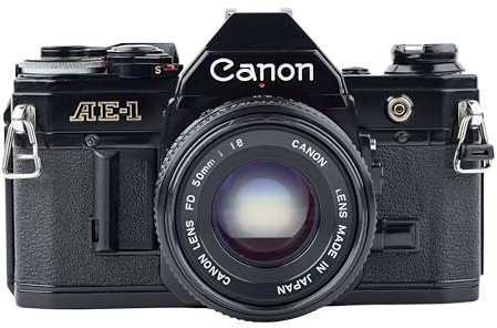 Canon AE-1 35mm SLR Film Manual Focus Camera (Black) with 50MM Canon FD Mount Lens. (Renewed)