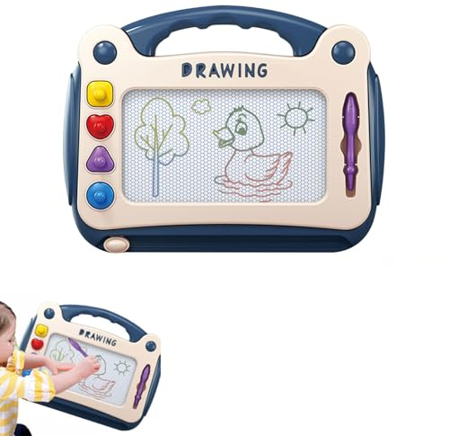 Magische Tafel, zum Kritzeln, magnetisch, abwischbar, 4 Farben, abwischbar, magnetisch, Spielzeug für Kinder, Magnettafel, mit 4 Stempeln, Lernspielzeug für Kinder von 2 – 6 Jahren
