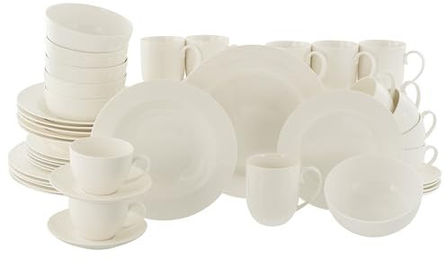 CreaTable, 22159 Serie Fleur Royal, set di stoviglie da 42 pezzi, servizio combinato in porcellana, lavabile in lavastoviglie e microonde, produzione di qualità