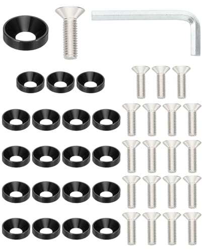 PATIKIL Kit de Rondelle Fraisée M6 Finition, 20 Ensemble en Alliage d'Aluminium pour Vis à Tête Plate pour Accessoires Mécaniques et Modèles DIY, Noir