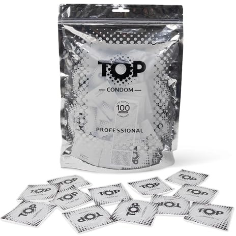 TOP Kondome 100 Stück Packung, Standard, natürlich und gefühlsecht, aus Latex, mit Reservoir, Durchmesser 53 mm, für Männer