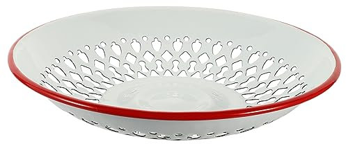 Enamel Drain Basket for Fruits and Nuts, Blue Hollow Tray