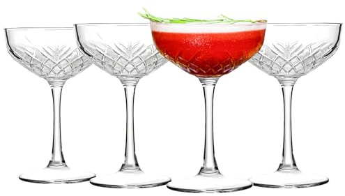 binsakao Martini Glasses Set of 4 - Coupe Glasses - Stemmed Martini Glasses - Elegant Cocktail Glasses for Parties, Gifts, Housewarming, Weddings, Aniversary 250 ml