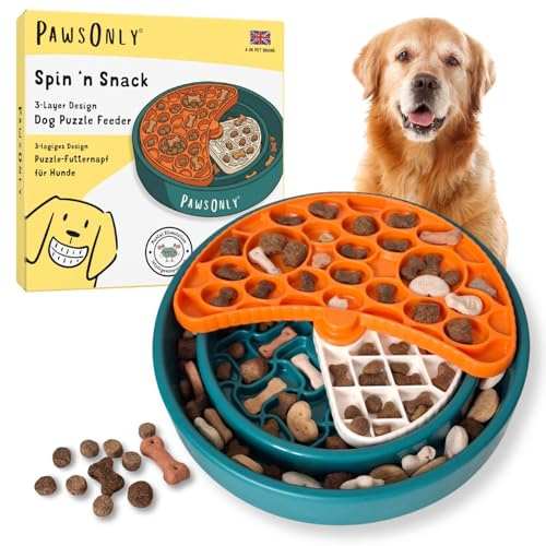 PawsOnly | Hundespielzeug Intelligenz | 3-lagiger Antischlingnapf für Hunde | Beschäftigungsspielzeug gegen Langeweile | Denkspiel befüllbar mit Hundefutter & Hundeleckerlis | Gehirntraining | BPA-frei