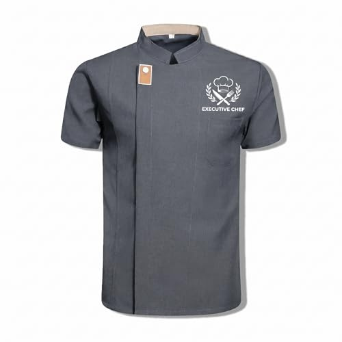 Veste de Cuisine Personnalisée Homme & Femme avec Prénom ou Logo, Blouse de Chef Manches Courtes Respirante, Uniforme Professionnel Personnalisable
