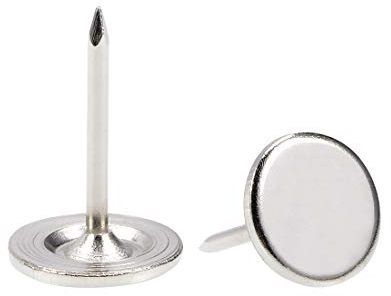 sourcing map Tapicería Clavos Tachuelas 11mmx17mm Plana Cabeza Muebles Clavos Pasadores Plateado Tono para Muebles Sofá Cabeceros, 100 Piezas