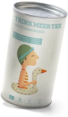 Trink Meer Tee Nichtschwmmer - Tè alla frutta aromatizzato biologico | tè leggero alla frutta con aroma di vaniglia e arancia | tè sfuso in scatola di latta | Regalo I 120 g