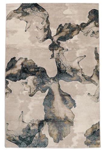 RugVista Lily Teppich, 200 x 300 cm, Beige/Türkis | Moderne, Rechteckig, Mittlerer Stapel, Nur chemische Reinigung, Oeko-Tex 100, Wohnzimmer, Esszimmer, Schlafzimmer