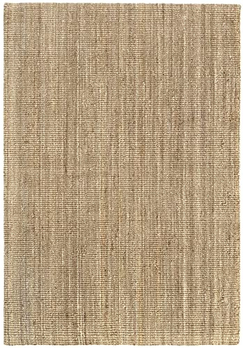 Hamid - Tapis Kerala en Fibre de Jute 100% Naturel Tissé à la Main pour Salon, Salle à Manger, Chambre, Couloir (Naturelle, 290x200 cm)