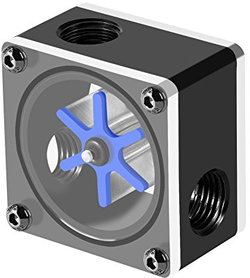 Lazmin Indicador de Flujo de enfriamiento por Agua de 3 vías, Sensor de Flujo de Agua 6 Impulsor Medidor de Flujo de 3 vías para PC de enfriamiento de Agua