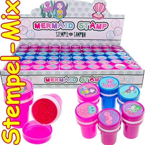 Carpeta 12 Stempel * NIXEN & MEERJUNGFRAU * als Mitgebsel für Kindergeburtstag oder Mottoparty | Perfekt zum basteln, malen, als Geschenk und Spiel für Kinder