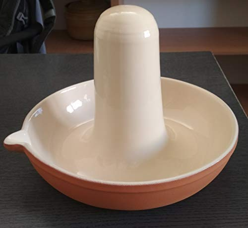 MS Steinzeug Hähnchenbräter Terrakotta TerraStone mit weißer Innenglasur Backofen Dampfgaren Rezepte