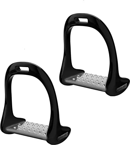 Estribo De Aluminio, Estribo De Equitación Antideslizante Colorido Estribo Ecuestre Ligero Antioxidante con Pintura(Negro)