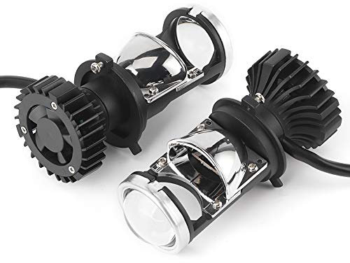Tbest Bombilla a prueba de agua reemplazo para automóvil, 2 piezas H4 LED Bombilla reemplazo para faro 20000LM 90W IP65 Kit de conversión de haz alto bajo con mini lente de proyector(12V)