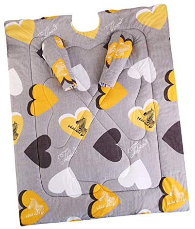 Backbayia Baumwolle Ärmeldecke Winter Warm Sofadecke Bettdecke Steppdecke mit Ärmeln für Bett, Sofa (Grau mit Gelb)