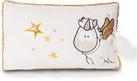 NICI Kuschelkissen Einhorn Angelia mit Sternen – Flauschiges Kuscheltierkissen Einhorn für Mädchen, Jungen & Babys – Rechteckiges Stofftierkissen Theodor & Friends, 43 x 25cm