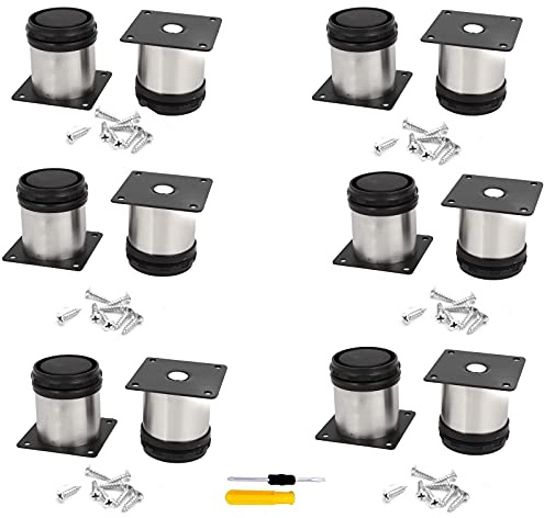 XZ xianzhanEU 12 STK Verstellbare Möbelfüße Edelstahl, Mobelfusse Höhenverstellung Schwarz für Schreibtisch Sofa Schränke, mit 48 × Schraube + Schraubendreher