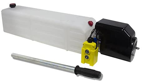 Flowfit Paquete de energía hidráulica de acción única de 24V DC con tanque 18L y reserva tanque de bomba de mano ZZ016210