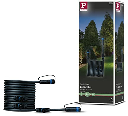 Paulmann 94596 Plug & Shine Outdoor Light Cable 5 m 4 Outputs IP68 Black Max. 150 Watt Black Garden Lighting System Plastic