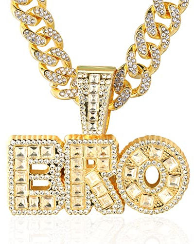 Halukakah Goldkette für Herren 18k Echtgold Plattiert/Platin Weißgold-Finish Iced Out Anhänger Halskette,Volle Cz-Labordiamanten Zinken-Set,14mm Kubanische Gliederkette 45cm,Kostenlose Geschenkbox
