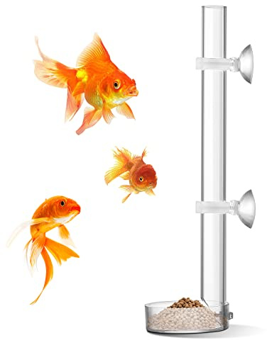 cobee Comedero acrílico para camarones, transparente, duradero, para peces de acuario, comedero para camarones, bandeja para platos de alimentación, tubo de 20 cm y cuenco de alimentación de 6,5 cm